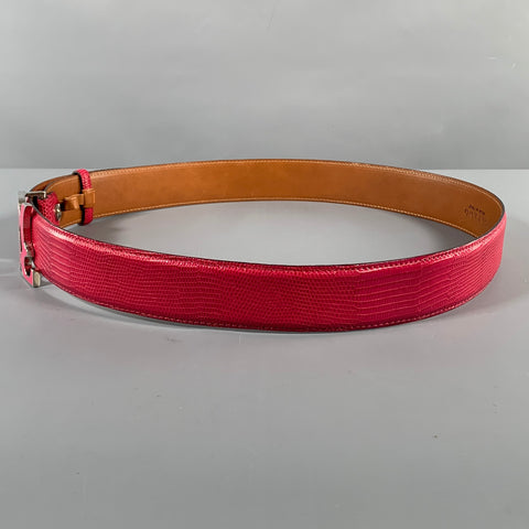 BILLIONAIRE COUTURE Size 40 Pink Textured Lizard Leather Belt