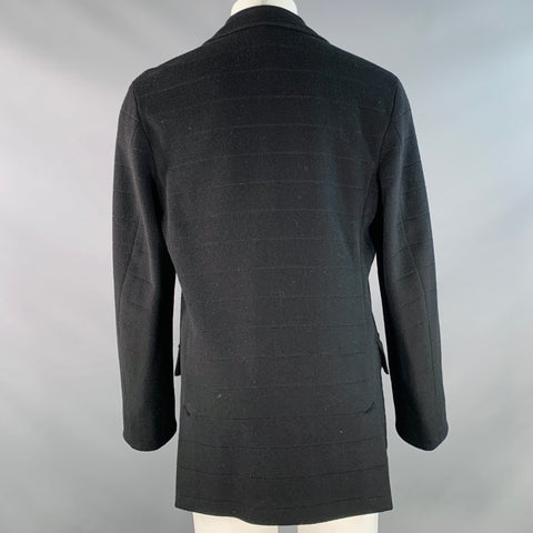 ERMENEGILDO ZEGNA Size M Black Textured Stripe Single Breasted Jacket
