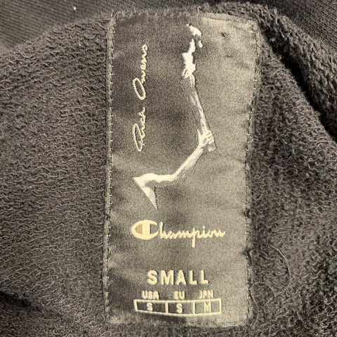 RICK OWENS Size S Black Cotton Polyester Hoodie Sweatshirt