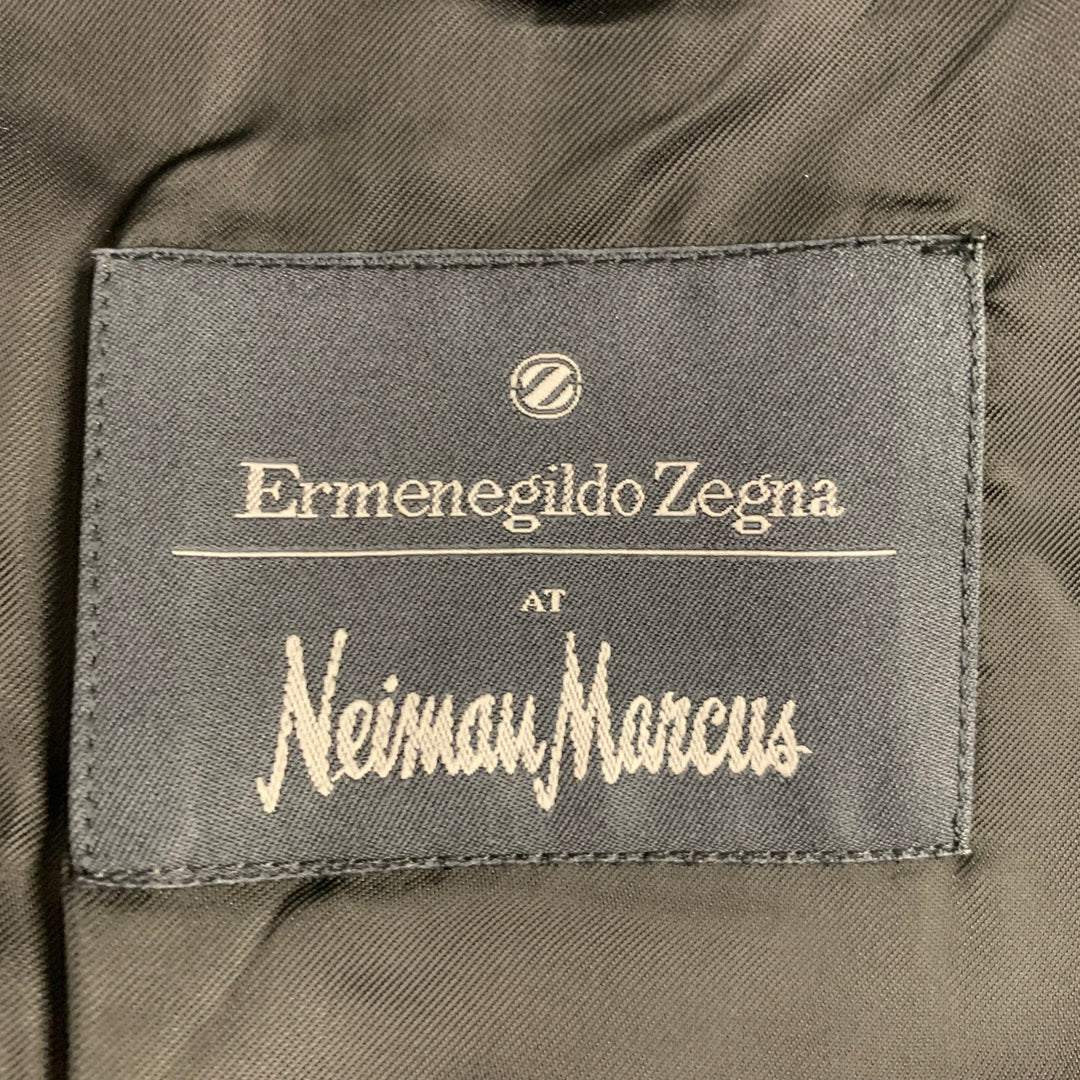 ERMENEGILDO ZEGNA Size 44 Long Black Pinstripe Wool Tuxedo