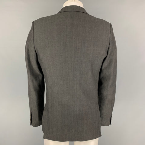CALVIN KLEIN COLLECTION Size 38 Charcoal Wool Linen Sport Coat