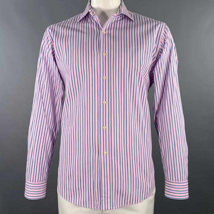 POLO by RALPH LAUREN Size XXL Pink Blue Stripe Cotton Long Sleeve Shirt