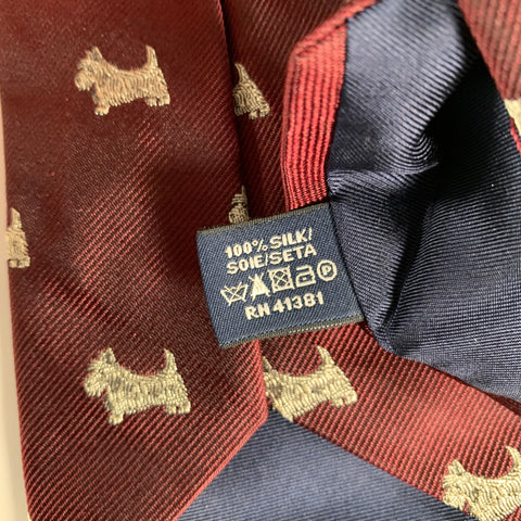 POLO by RALPH LAUREN Burgundy White Animal Print Silk Tie