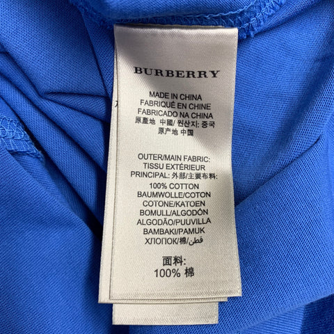 BURBERRY BRIT Size M Blue Contrast Trim Cotton Short Sleeve Polo