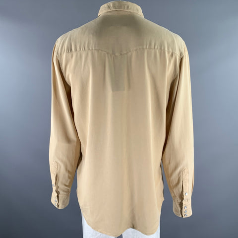 RALPH LAUREN Size XL Khaki Lyocel Western Long Sleeve Shirt