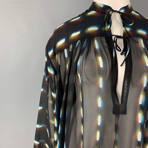 DRIES VAN NOTEN SS 21 Size 8 Black Multi-Color Silk Print Tunic Dress