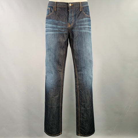 GUCCI Size 40 Blue Indigo Contrast Stitch Cotton Skinny Five Pockets Jeans