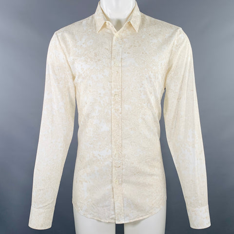 MAISON MARTIN MARGIELA Size M Off White Beige Marbled Cotton Long Sleeve Shirt
