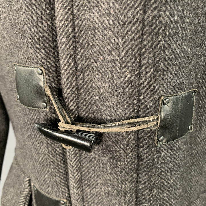 CALVIN KLEIN Size S Black Charcoal Herringbone Toggle Closure Coat