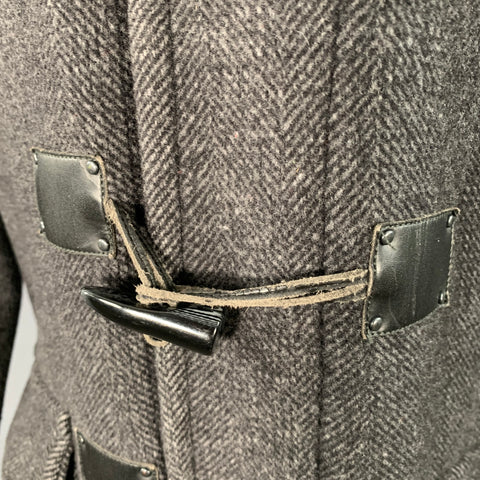 CALVIN KLEIN Size S Black Charcoal Herringbone Toggle Closure Coat