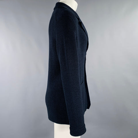 LANVIN Taille M Cardigan en maille mérinos bleu marine 2 poches