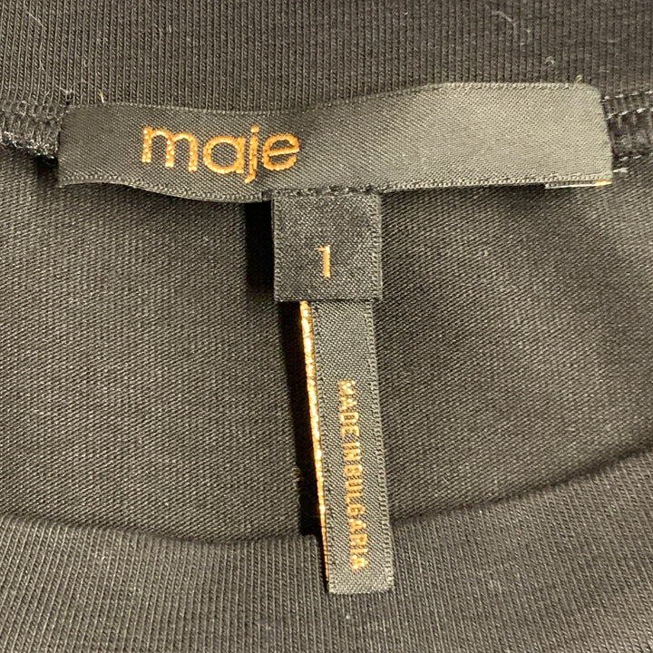 MAJE Size S Black Multi Color Acetate Blend Plaid Asymmetrical Casual Top