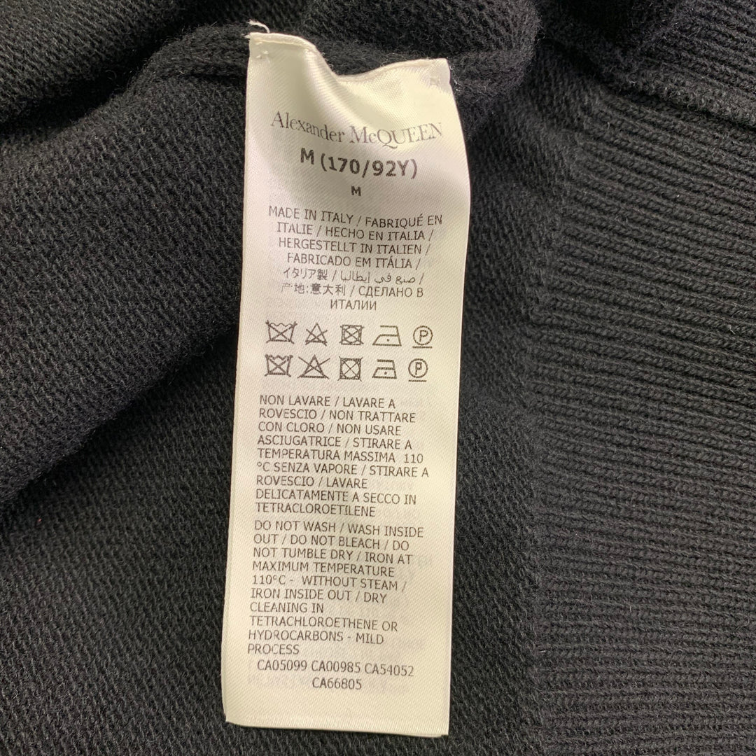 ALEXANDER MCQUEEN Size M Black Wool Cashmere Zip Up Cardigan