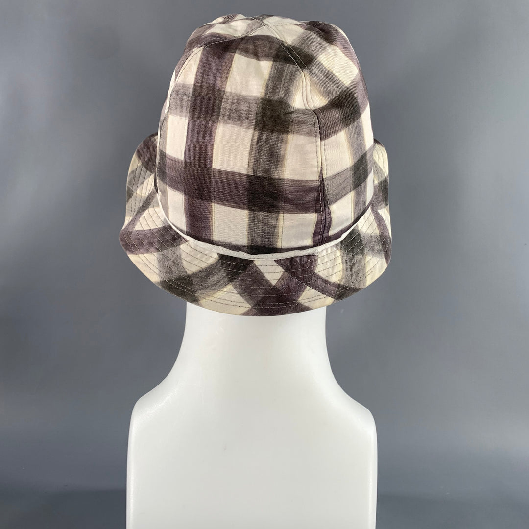 PAUL SMITH Size L Brown White Gingham Cotton Hats