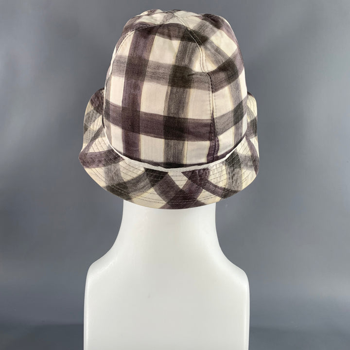 PAUL SMITH Size L Brown White Gingham Cotton Hats