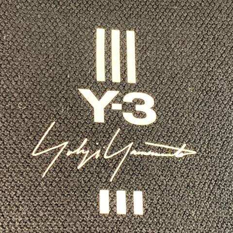 Y-3 Size L Black White Logo Polyester Blend Short Sleeve 1/4 Zip Pullover