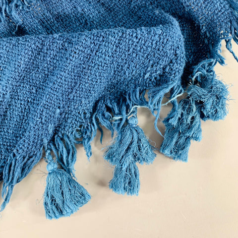 MIMBRES Blue Woven Cotton Scarf Shawl