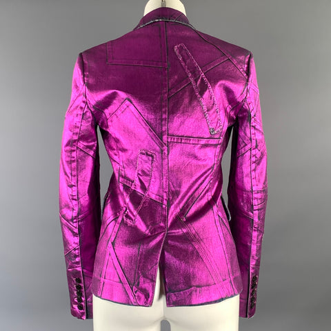 TOM FORD Size XS Pink Fuchsia Denim Metallic Peak Lapel Jacket Indoor Blazer