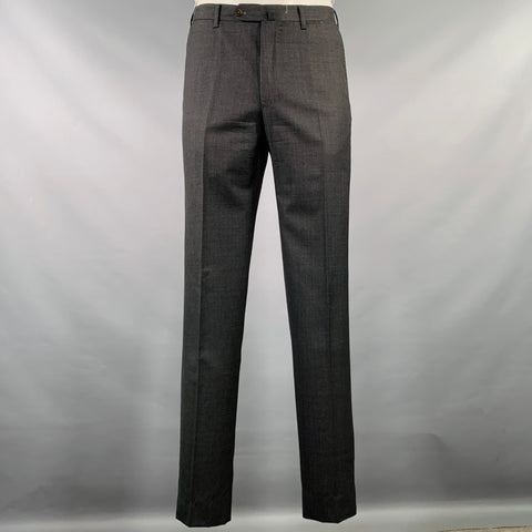 BORRELLI Size 42 Regular Charcoal Wool Notch Lapel Suit