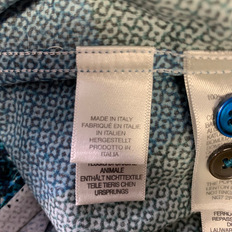 PAUL SMITH Size L Teal Mustard Geometric Cotton Long Sleeve Shirt