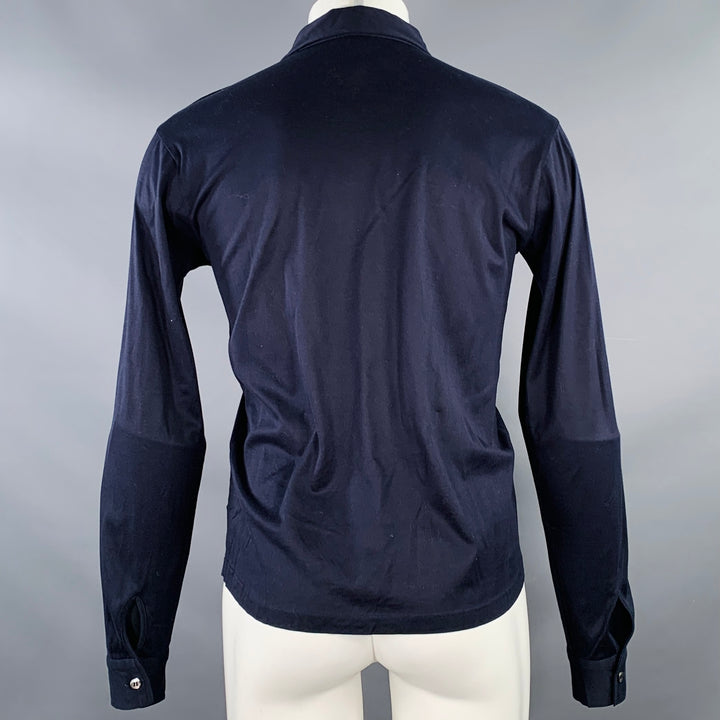 MIU MIU Size S Navy Cotton Pointed Collar Long Sleeve Shirt