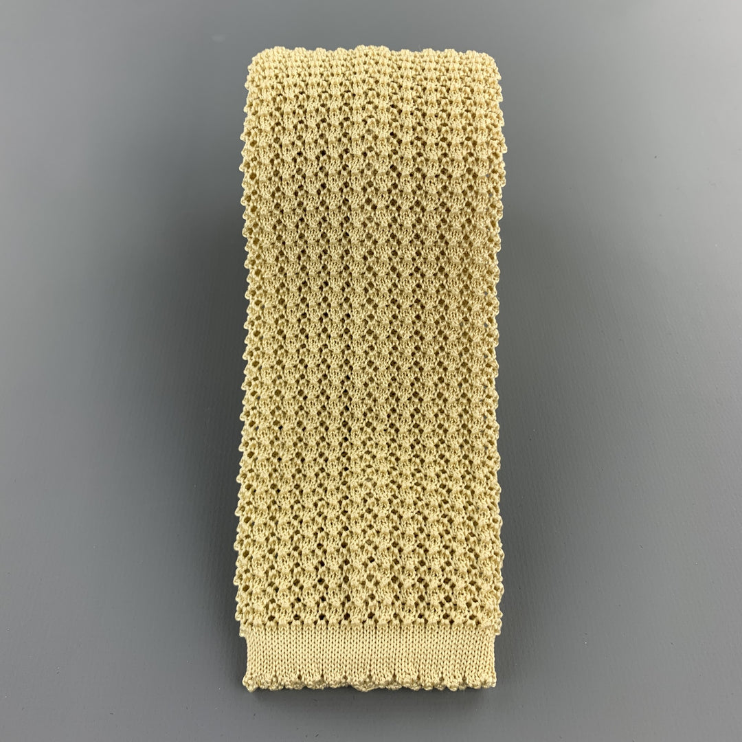 HAYWARD LONDON Yellow Beige Silk Textured Knit Tie