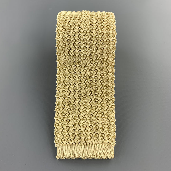 HAYWARD LONDON Yellow Beige Silk Textured Knit Tie