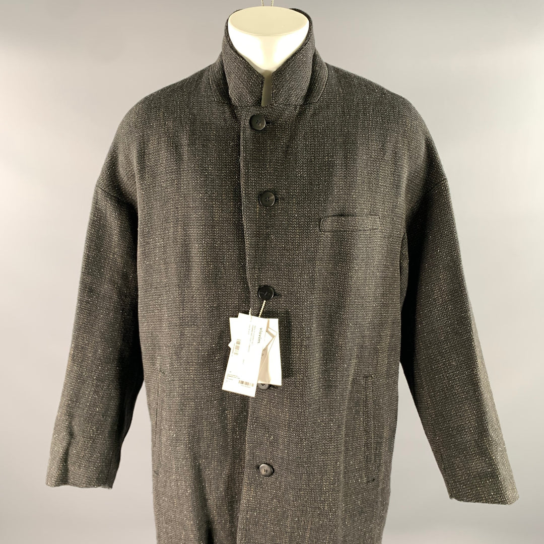 VISVIM Size M Black Brown Tweed Wool Linen Silk Notch Lapel Coat