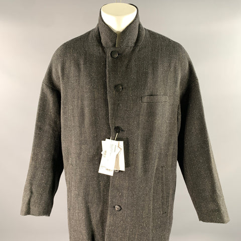VISVIM Size M Black Brown Tweed Wool Linen Silk Notch Lapel Coat