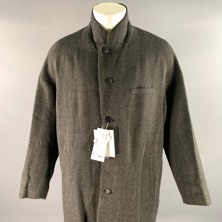 VISVIM Size M Black Brown Tweed Wool Linen Silk Notch Lapel Coat