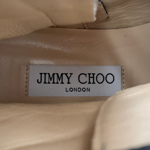 JIMMY CHOO Size 10 Black Leather Zip Lace-Up Boots