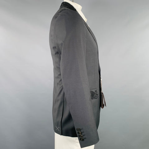 Veste de sport en laine noire perlée à revers cranté ETRO Taille 42