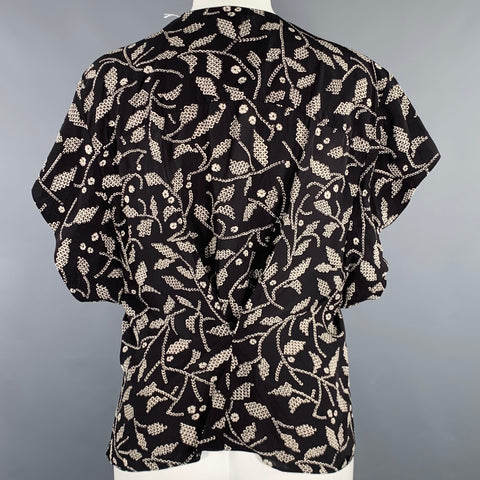 MARANT ETOILE Size 8 -Delocia- Black Cream Viscose Abstract V-Neck Blouse