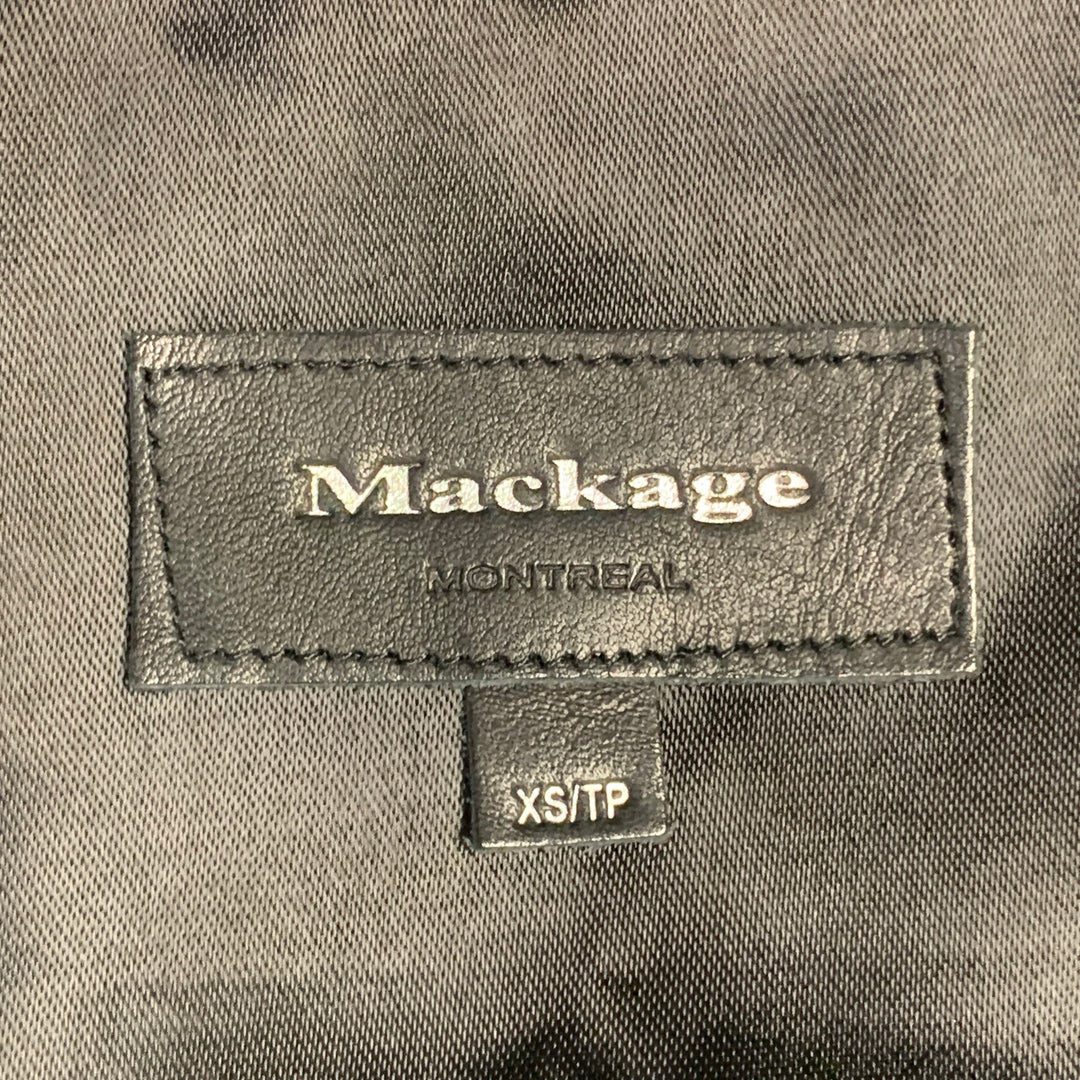 MACKAGE Size XS Black Brown Lambskin Leather Rabbit Fur Ombre Zip Jacket