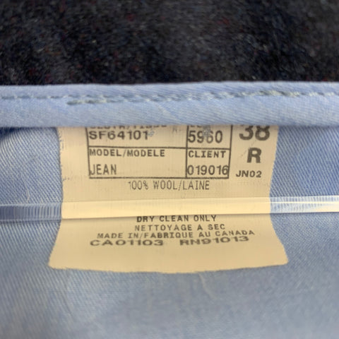 SAKS FIFTH AVENUE Size 38 Navy Heather Wool Jean Cut Casual Pants