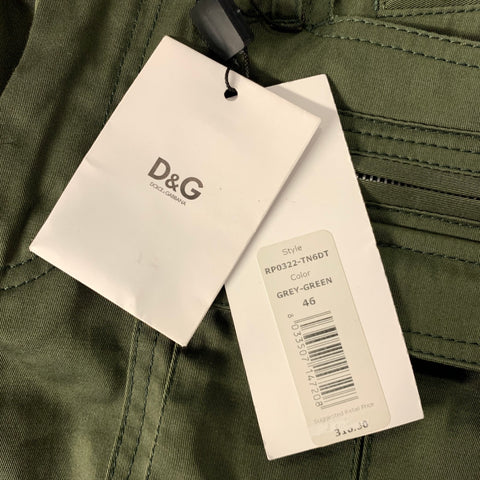 DOLCE & GABBANA Size 30 Green Olive Cotton Cargo Shorts