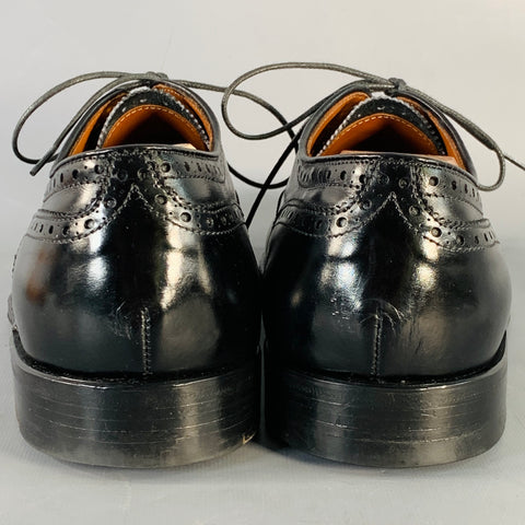 ALDEN Size 10 Black Perforated Leather Oxford  Wingtip Cap Toe Lace-Up Shoes