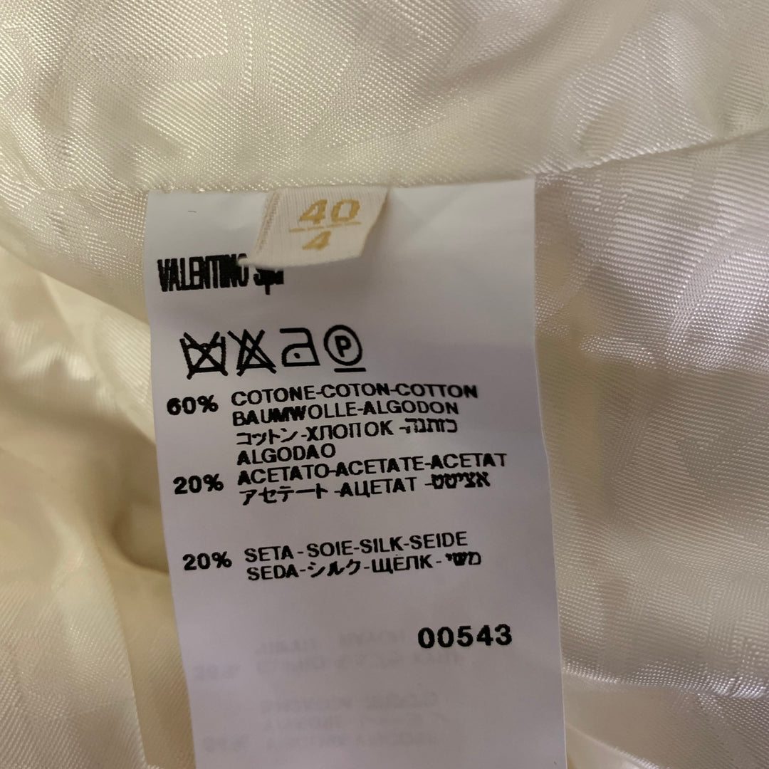 VALENTINO Size 4 Cream Cotton Blend Floral Jaquard Cropped Jacket