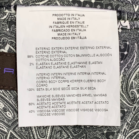 ETRO Size 38 Black Corduroy Cotton Blend Notch Lapel Sport Coat