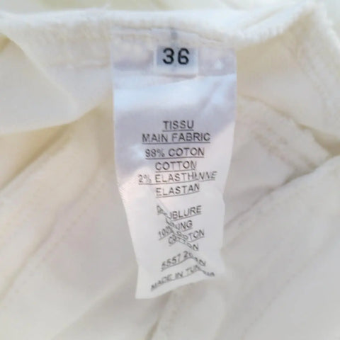 BALMAIN Size 4 White Cotton Gold Zip Moto Jeans BALMAIN
