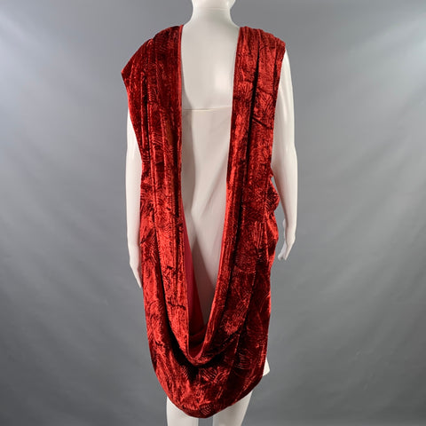 VINTAGE Red Tassels Velvet Venetian Scarf Shawl