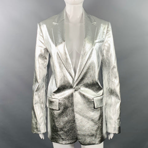 A.L.C. Size XS Silver Viscose Blend Metallic Jacket Blazer