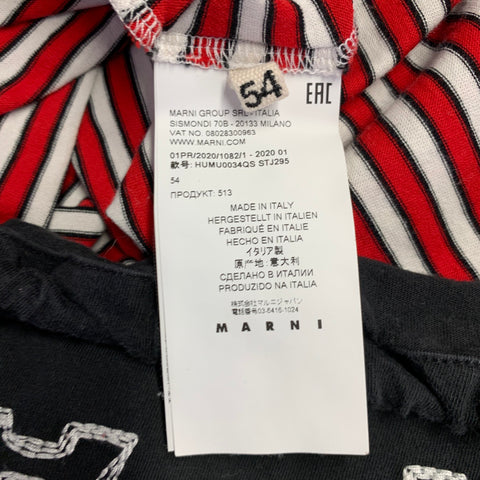 MARNI Size 44 Red White Black Stripe Cotton Drawstring T-shirt