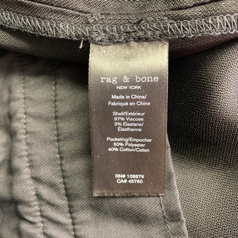 Pantalon droit pour femme RAG & BONE Taille 8, noir, mélange de viscose