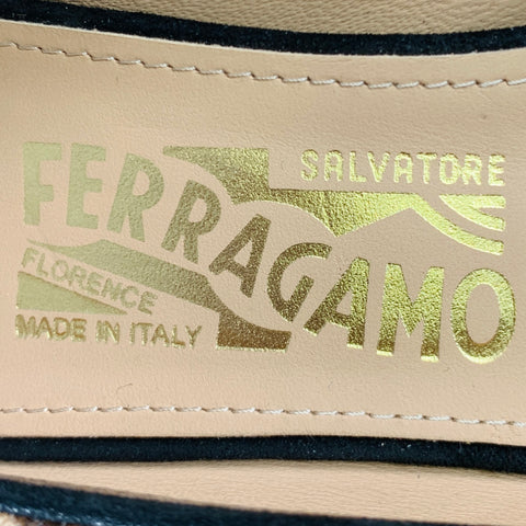 SALVATORE FERRAGAMO Size 9 -Carla- Brown Beige Calf Hair Animal Print Bow Pumps