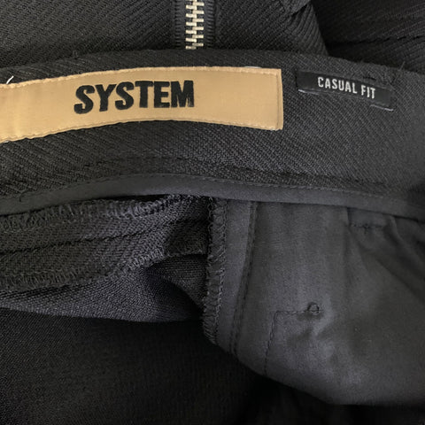 SYSTEM Size 36 Black Polyester Blend Elastic Cuffs Casual Pants