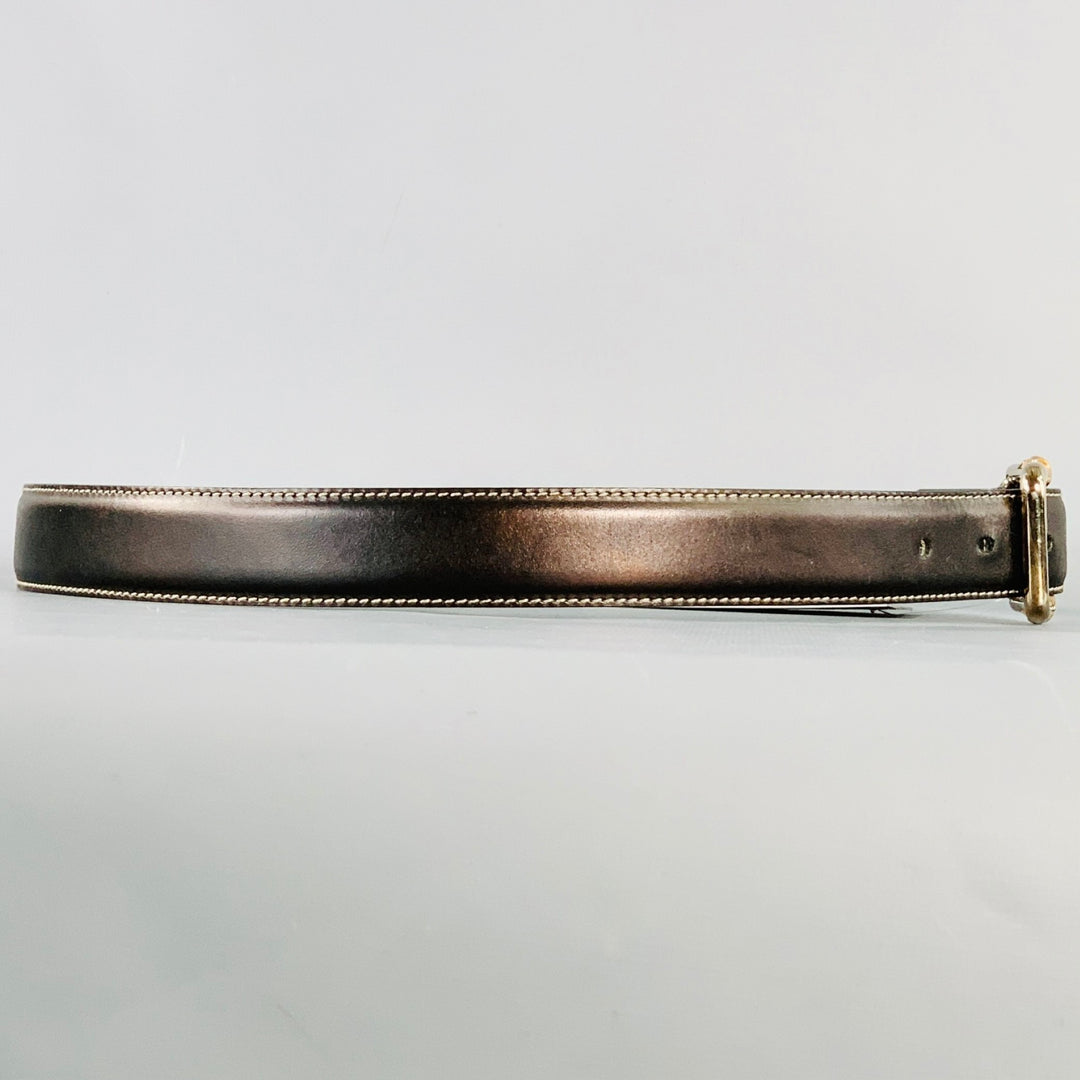 GUCCI Size 36 Black Natural Leather Bamboo Buckle Belt
