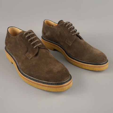 DRIES VAN NOTEN Size US 7 Brown Solid Suede Crepe Sole Lace Up Shoes