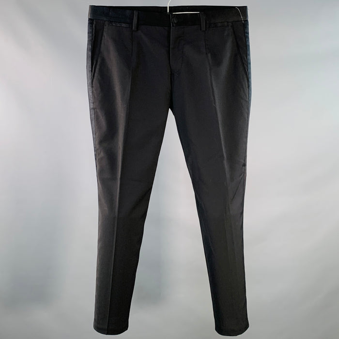 DOLCE & GABBANA Size 32 Black Polyester Blend Tuxedo Dress Pants