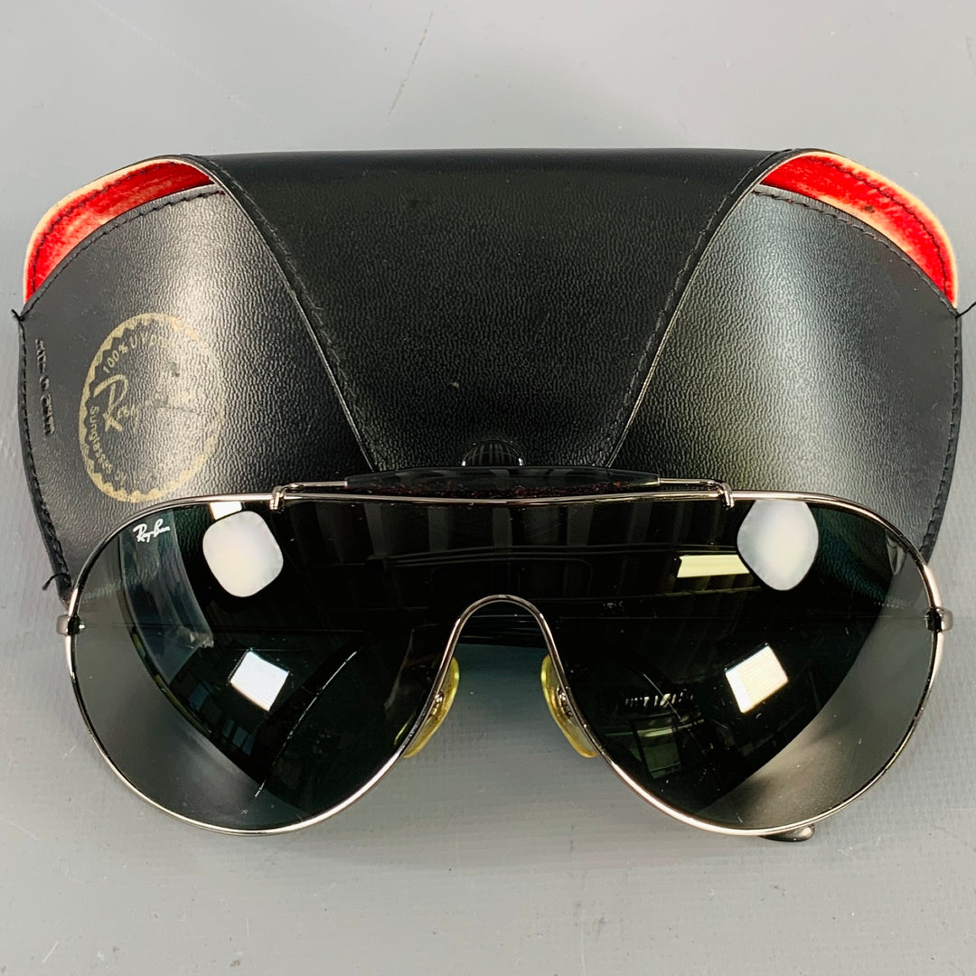 RAY-BAN Silver Metal Shield Teardrop Sunglasses